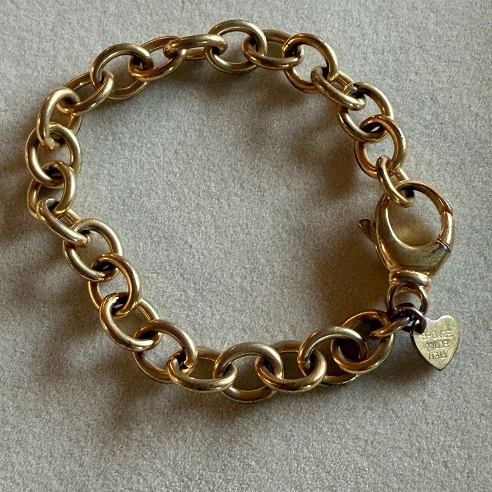 Bronzo Milor Italy Bracelet Chunky Chain Link Magnetic Clasp 7” Gold Tone